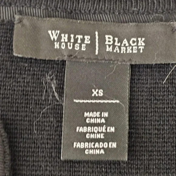 White House Black Market Sweater Womens XS Black Striped Knit Cardigan Metallic - Picture 8 of 10